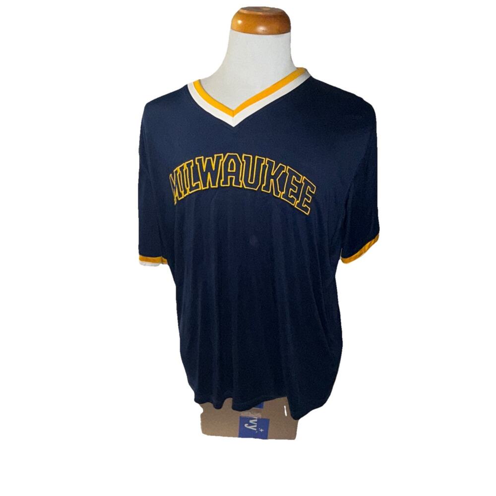 Size XL - Men’s Milwaukee Brewers Majestic Jersey Style Shirt - Stiched Logo